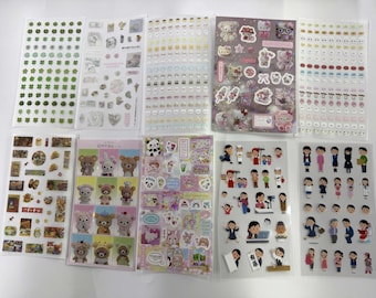 Zestaw uroczych naklejek Kawaii (62 unikalne wzory) Naklejki na co dzień do dziennika Bullet Journal, pamiętnika i projektów DIY