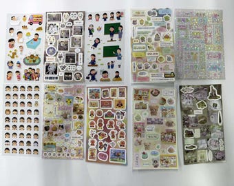 Zestaw naklejek z misiem Kawaii i uroczymi postaciami – 62 niepowtarzalne naklejki dekoracyjne do dzienników, scrapbookingu i planerów