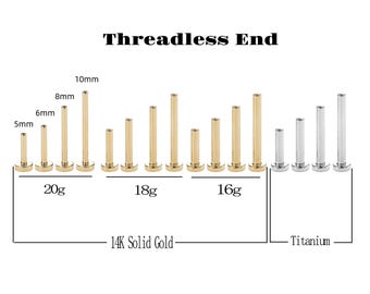 Extremo sin rosca de oro macizo de 14 quilates