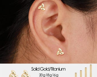 14K Solid Gold Windmill-shaped Threadless Cartilage Flat Back Stud Earring