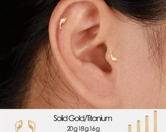 14K Solid Gold Dolphin Threadless Push Pin Labret Stud