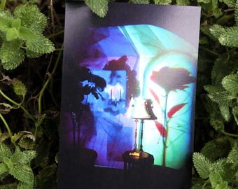 Analoge surrealistische projectiekunst Dreamscape: "Sweet Dreams" 4 x 6 briefkaart