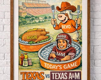 impression vintage du programme de football du Texas - téléchargement numérique, oeuvre d'art imprimable, affiche de football