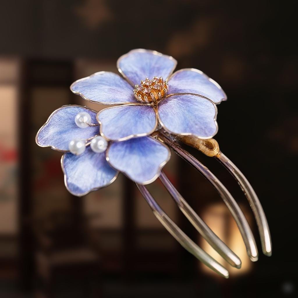 Purple Floral Hair Stick,velvet Flower Hair Clip,handmade  display picture 3