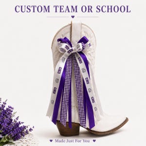 Set van 2 gepersonaliseerde strikken voor laarzen in de schoolkleuren, accessoires voor college football