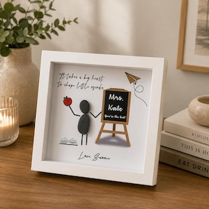 Personalized Teacher Pebble Art Frame Gift | Thank You Teacher Gift | Custom Teacher Appreciation Gift | End of Term Teacher Present