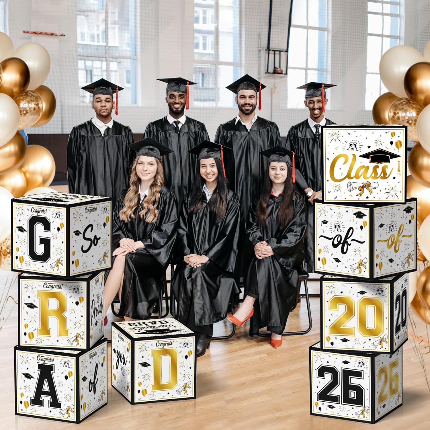 Class of 2026 Graduation Balloon Boxes: Black Gold Party Decor Set - Etsy