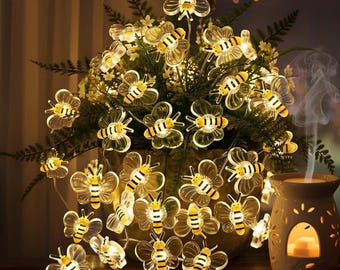 Guirnalda de luces LED de abejas, funciona con pilas, 3 metros, ideal para decoración de bodas, dormitorios y fiestas.