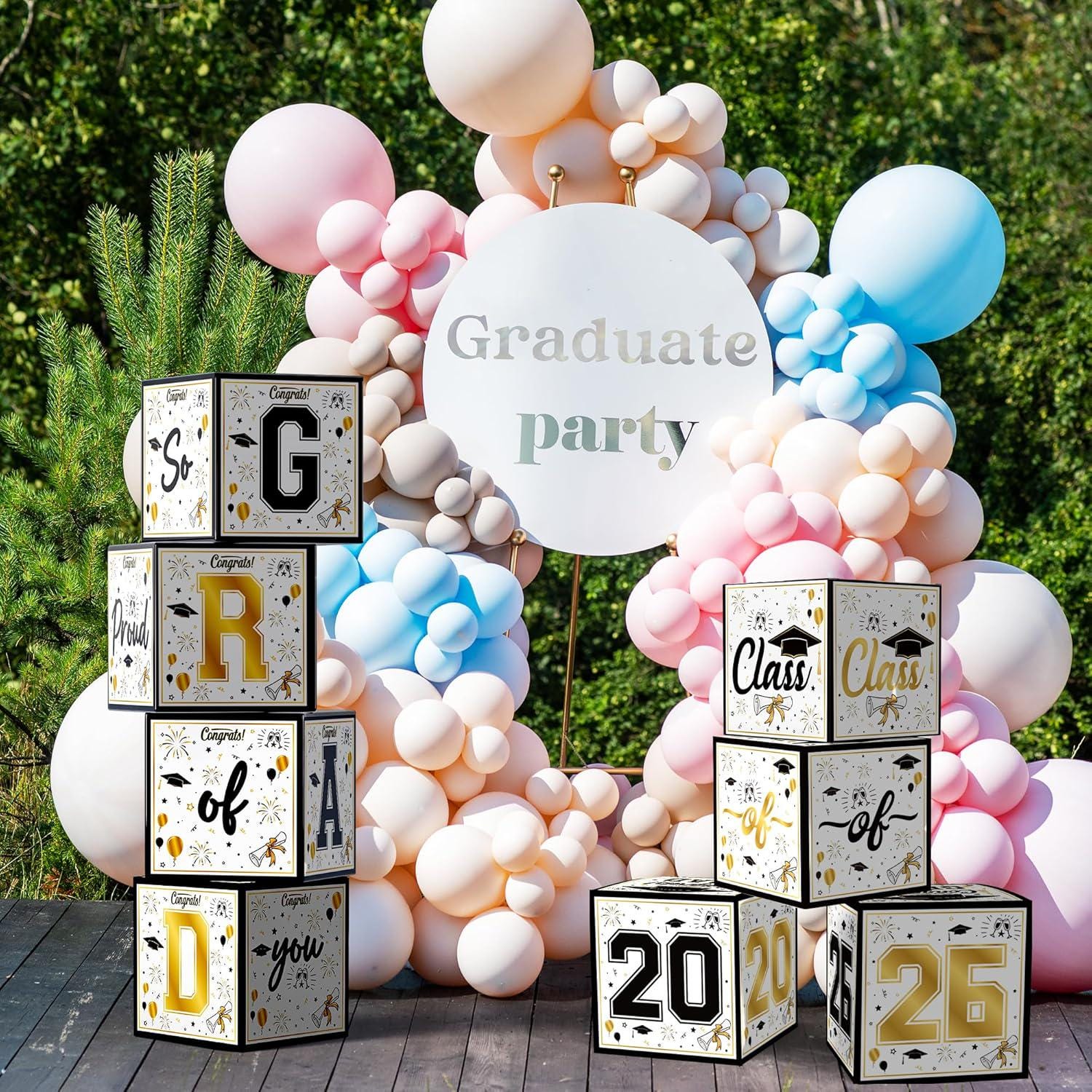 Class of 2026 Graduation Balloon Boxes: Black Gold Party Decor Set - Etsy