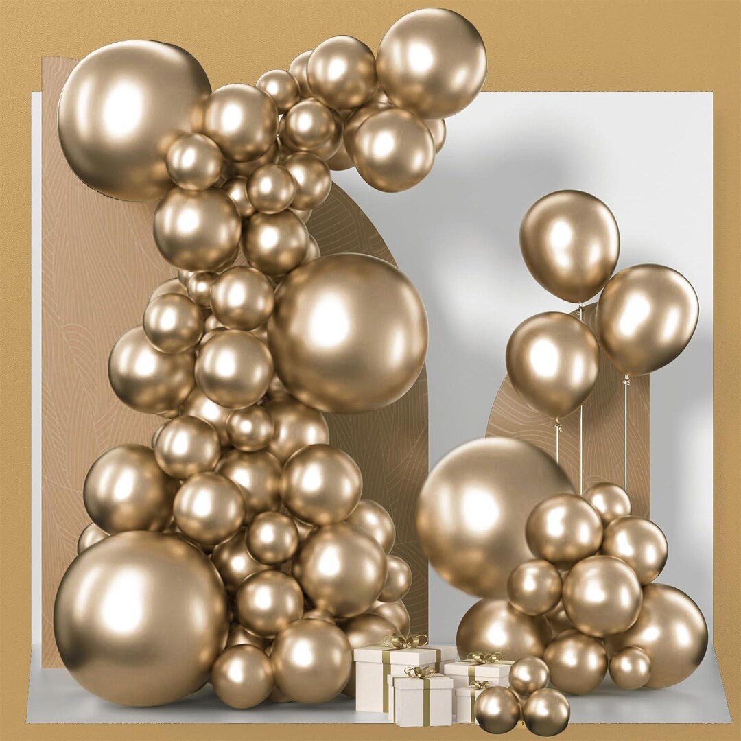 Metallic Gold Balloon Arch Kit 152pcs Chrome Balloons Garland Birthday ...