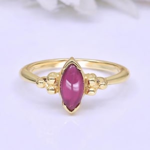 Marquise Ruby Ring 18K Yellow Gold, Pink Ruby Ring, July Birthstone Ring, Dainty Minimalist Ring, Elegant Gemstone Ring, Gift for Her