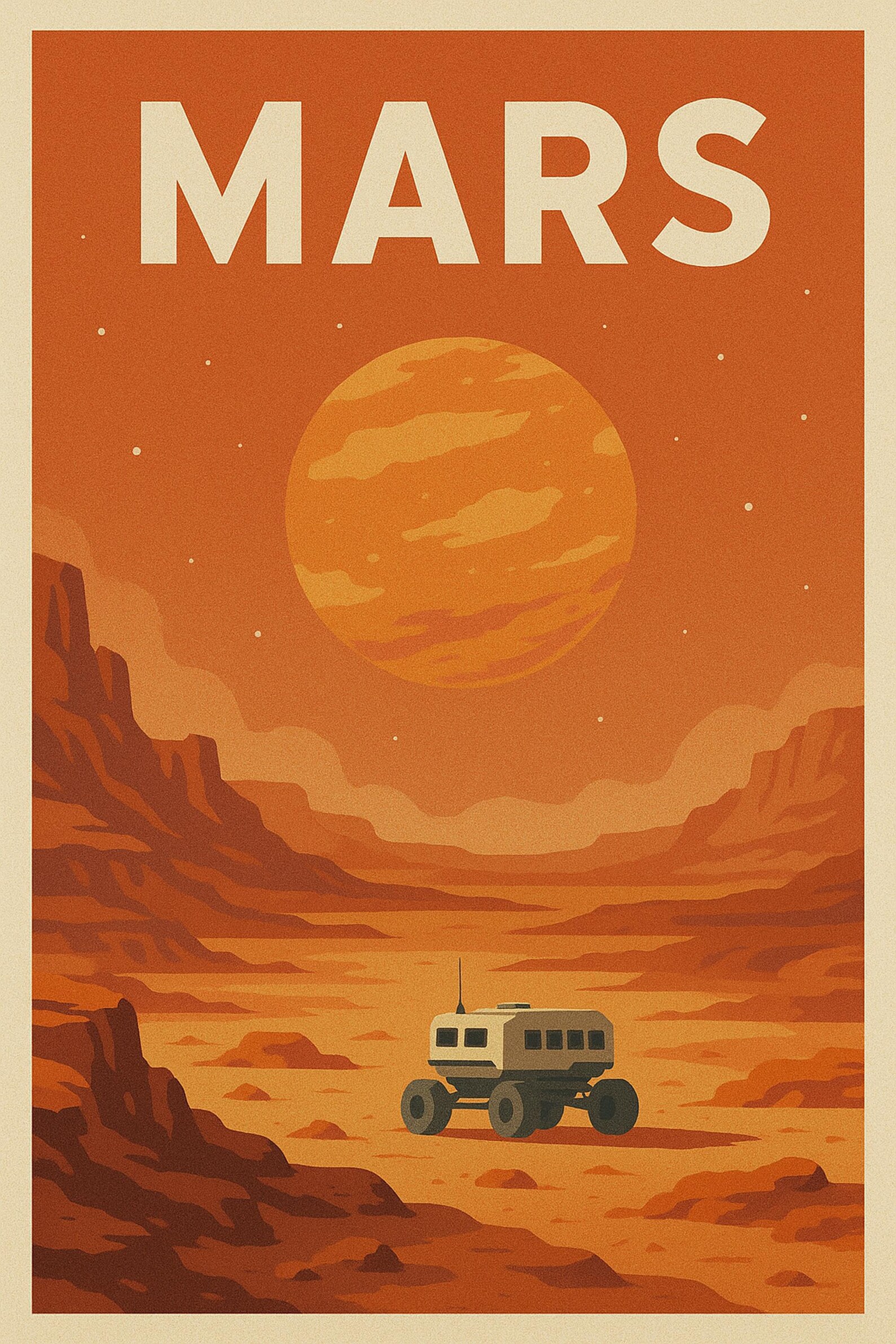 Retro Space Travel Poster | Mars Printable Wall Art | Mid-century ...
