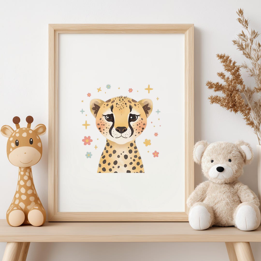 Cheetah Nursery Print – Safari Animal Wall Art – Jungle Baby Room Decor ...