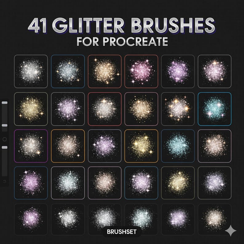 41 Glitter Brushes for Procreate Brushset, Procreate Brushes, Glitter ...