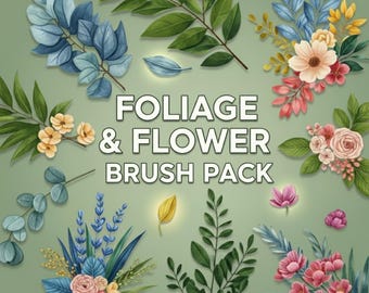 Pack de pinceaux pour feuillage et fleurs, pack de pinceaux pour fleurs et feuilles, jardin sauvage, pétale essentiel, élégance florale, rêves de jardin, trait nature, jeu de pinceaux