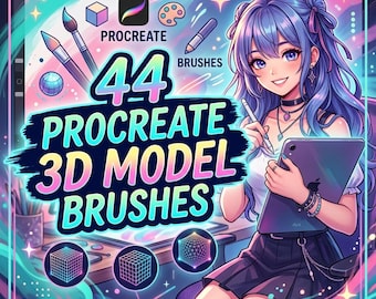 44 pinceaux pour modèles 3D Procreate, ensemble de pinceaux de sculpture, d'argile, de texture et de rendu, pack de pinceaux Procreate pour iPad, conception 3D, modélisation de personnages