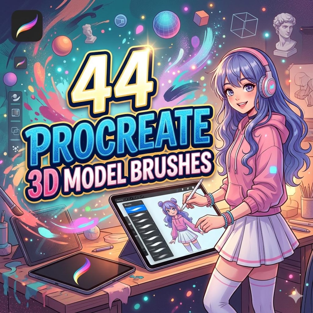44 Procreate 3D Model Brushes, Sculpting, Clay, Texture & Render Brush ...