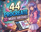 44 Procreate 3D Model Brushes, Sculpting, Clay, Texture & Render Brush Set, iPad Procreate Brushes pack, 3D Design, Character Modeling
