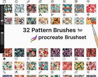Ensemble de 32 pinceaux à motifs pour procréer, motif créatif, lot de pinceaux, collection de 32 pinceaux à motifs pour procréer, pinceaux à motifs magiques