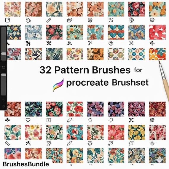 32 Pattern brushes for procreate Brushset, creative pattern,brushes bundle,32 pattern brush collection for procreate,magic pattern brushes