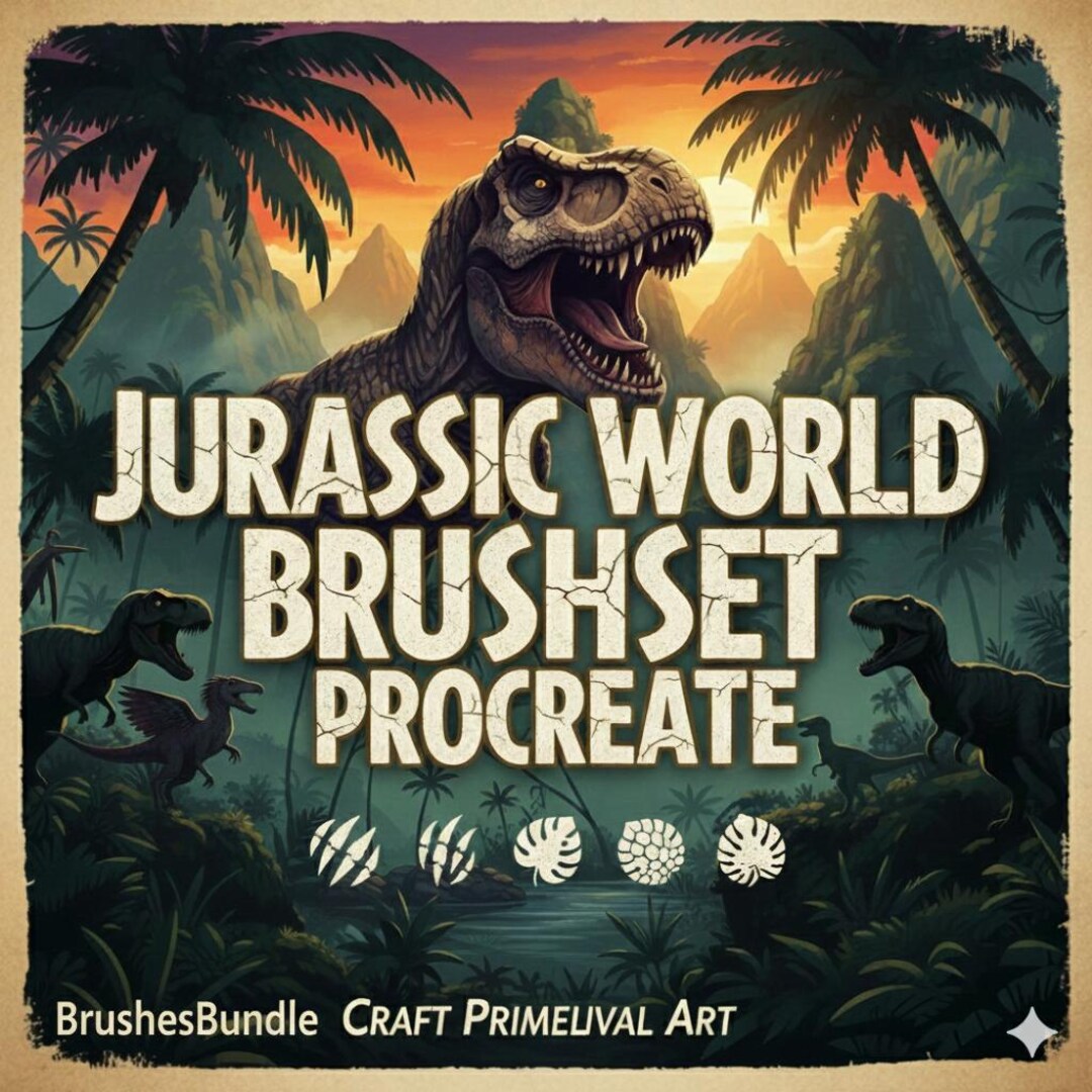 Jurassic World Procreate Brushes,dino Art Stamp,texture Pack,cinematic ...