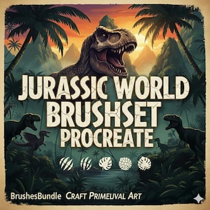Jurassic world Procreate Brushes,dino art stamp,texture pack,cinematic procreate Brushset,Jurassic art studio,Jurassic brush collection