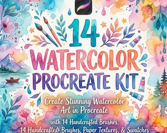 14 kit de reproduction d'aquarelle, pinceaux de reproduction pour artistes, kit de peinture et de texture aquarelle, outils artistiques pour iPad, lot de pinceaux