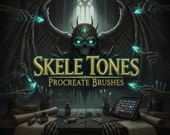 Les tons de squelette procréent des pinceaux, des os et des pinceaux squelettes d'ombre, des pinceaux réalistes à la texture d'os, des vibrations de rayons X, une collection de pinceaux, une anatomie sombre