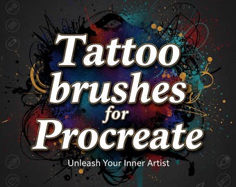 Tatueringspenslar för Procreate, svarta punkteringspenslar, linje- och fetstilsfärgad bläckkollektion, Procreate tatueringsstudio, klassisk bläckstil, skuggningspaket