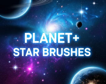 Planet+ star brushes, planet star collection, galaxy brush pack, interstellar Brushes, cosmic art toolkit, nebula and star brushes, universe