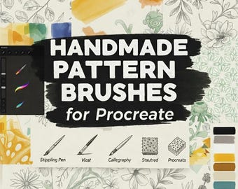 Pinceaux à motifs fabriqués à la main pour procréer, pinceau créatif fait main, jeu de pinceaux procréer, pinceaux dessinés à la main, pinceau fait main unique, pinceaux élégants