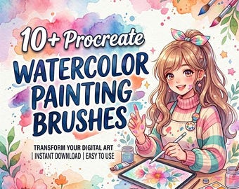 Plus de 10 pinceaux pour aquarelle Procreate, collection Peinture et lavis réalistes, pinceaux Procreate, pinceaux aquarelle, collection de pinceaux