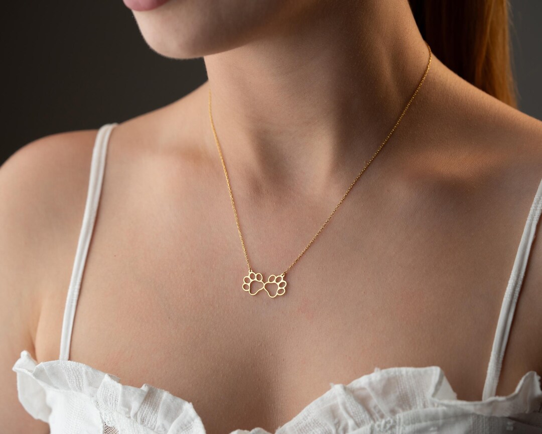 Sterling Silver Paw Print Necklace: Pet Memorial Jewelry - Etsy