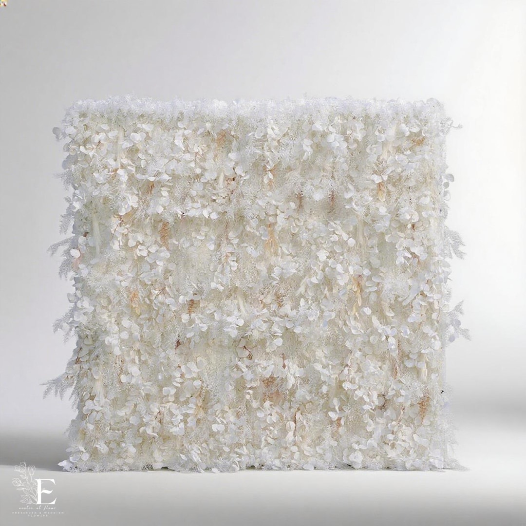 3D White Silk Flower Wall Backdrop: Wedding Event Decoration 8x8ft