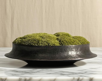 プリザーブドモス盆栽：手作り銅花瓶の禅風装飾