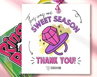 Cheerleading Thank You for a Sweet Season Gift Tags: Customizable Sports Team Treats (Digital Download)