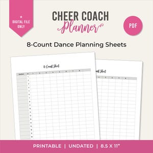 Cheer 8-count dance chart Sheets Printable PDF Cheer Coach Planner