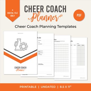 Cheer Coach Planner Orange Printable PDF Cheer formation, 8-counts, Planner