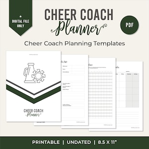 Cheer Coach Planner Green Printable PDF Cheer formation, 8-counts, Planner