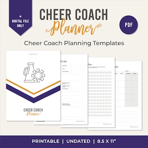 Cheer Coach Planner Purple Printable PDF Cheer formation, 8-counts, Planner