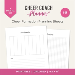 Cheer formation Sheets Printable PDF Cheer Coach Planner
