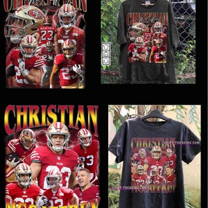 2 PNG Vintage Christian McCaffrey, Sudadera, Sudadera con capucha, Fútbol Png, Camiseta gráfica clásica de los 90 png