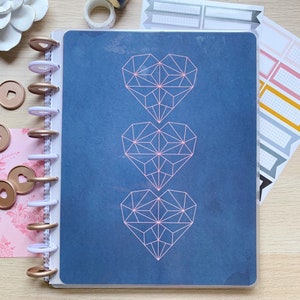 BIG Happy Planner Cover Set | Letter Size Disc Bound Cover Set for Happy Planner/Tul/Circa/Arc : Geometric Crystal Hearts