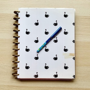 Happy Planner Cover   | Disc Bound Cover Set for planners, notebooks & more : Black Swan and Red Diamonds