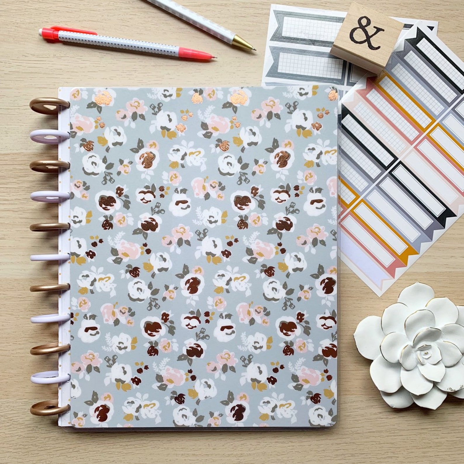 ROSE GOLD FOIL Happy Planner Cover / Disc Bound Planners / Etsy