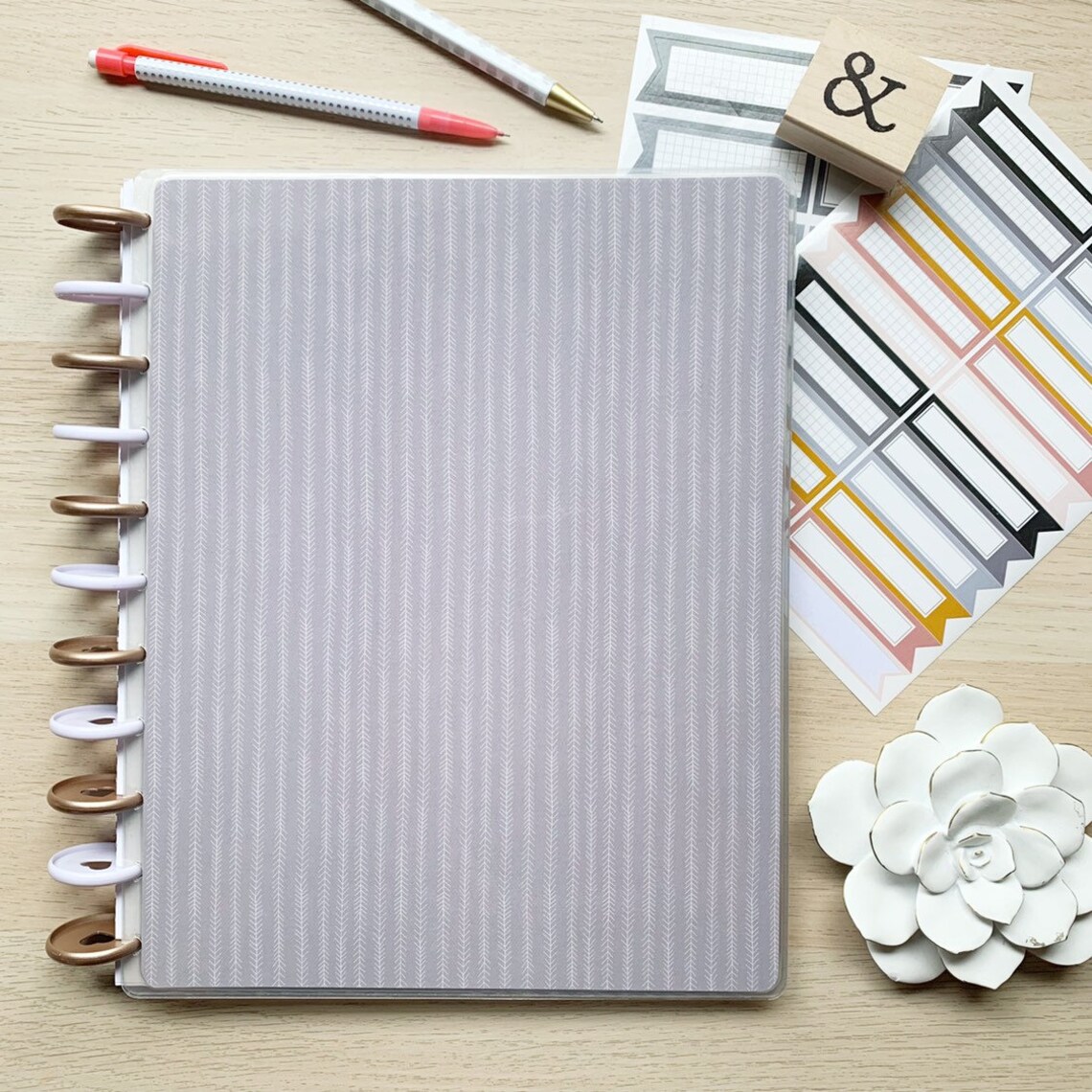 ROSE GOLD FOIL Happy Planner Cover Set / Disc Bound Planners / Etsy