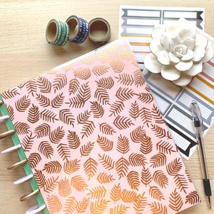 ROSE GOLD FOIL Happy Planner Cover Set | Planificateurs liés au disque | Happy Notes Notebook & Plus d&#39;| Palmes + Aquarelle
