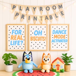 Oh Biscuits! Bluey Themed Kids Quote Print: Playroom Wall Art (Digital Download A4/JPGs)