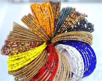 Boho Beaded Bracelet Set of 10 – Handmade Colorful Stacking Bracelets