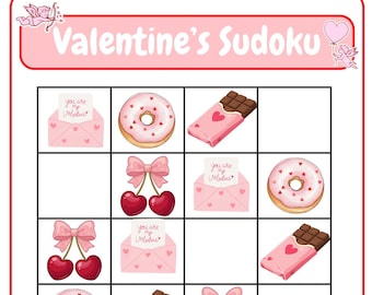 Valentine's Day Sudoku Puzzle for Kids | Valentine Classroom Activity (PDF Printable)